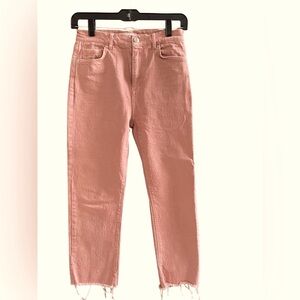 LOFT 00P/24 High Waist Straight Straight Leg Jeans in Soft Coral Rose Pink